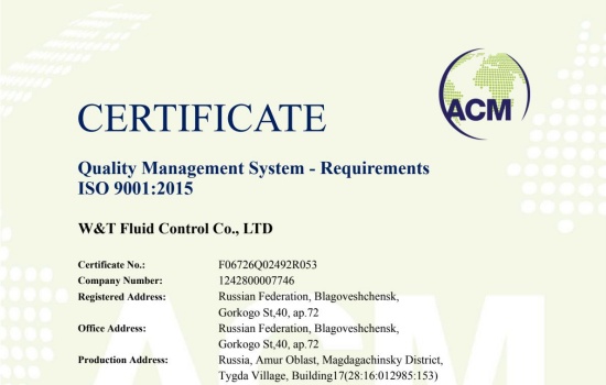 俄罗斯维替ISO 9001质量管理体系认证
